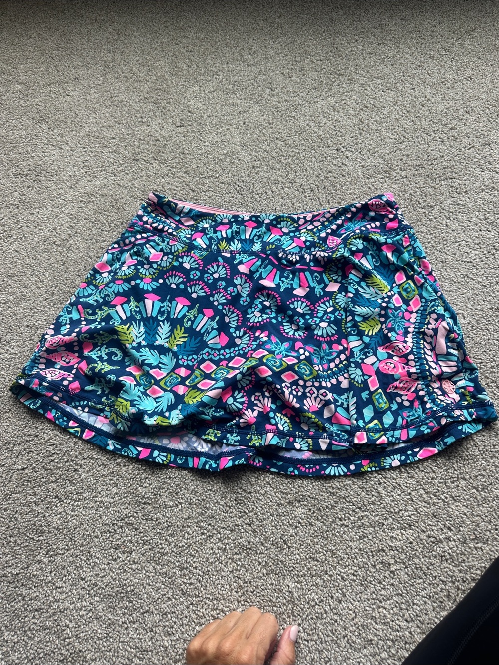 Lilly Pulitzer Navy Floral & Geometric Print Skater Skirt